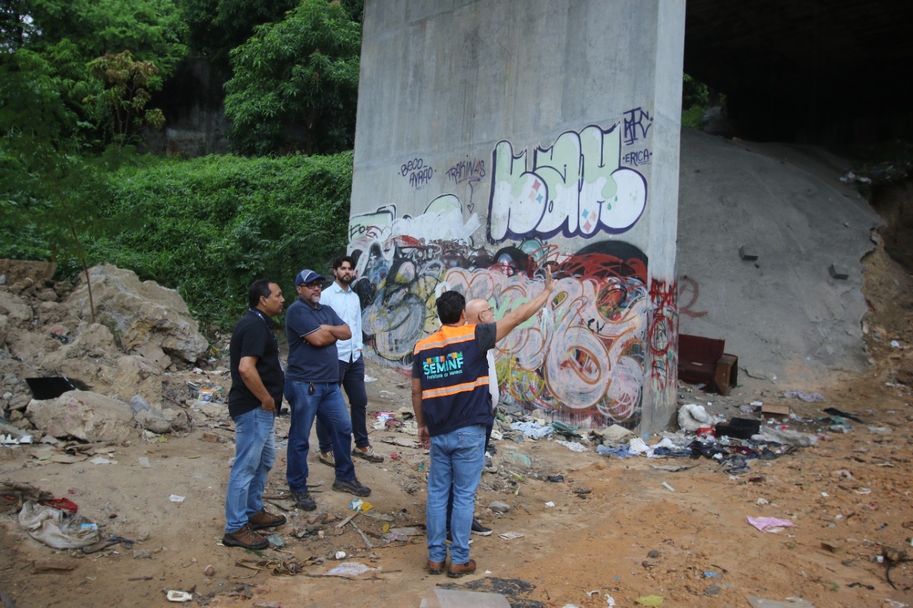 vistoria técnica no viaduto Josué Cláudio de Souza,